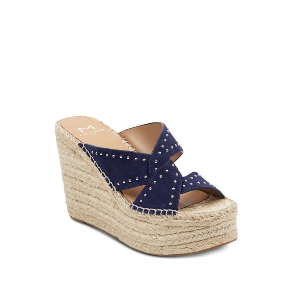 NWT MARC FISHER Womens Blue 1-1/2" Platform Angelina Wedge Slip On Shoes 7 M - Picture 1 of 5
